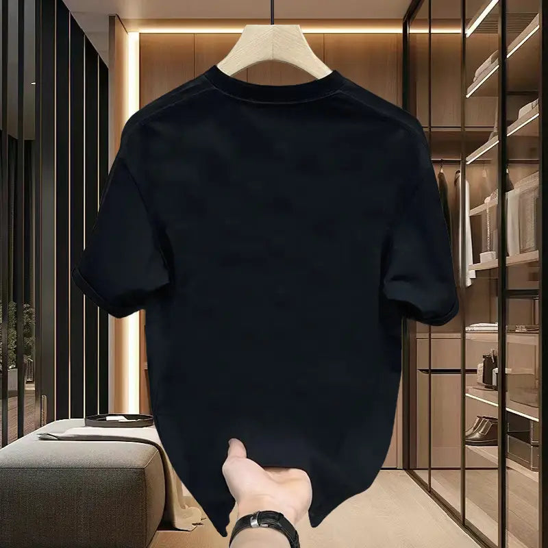 Black Heavy Cotton Round Neck T-Shirt with "TW" Print